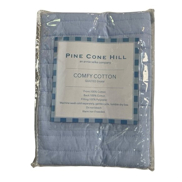 Pine Cone Hill Comfy Cotton Puff Sham Euro French Blue Annie‎ Selke - Picture 1 of 5